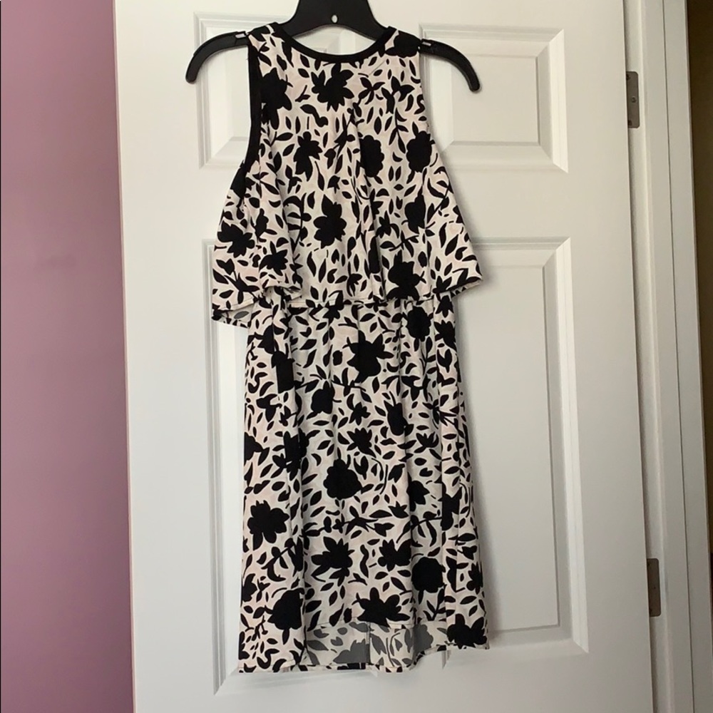 Black white and pink shift dress LOFT